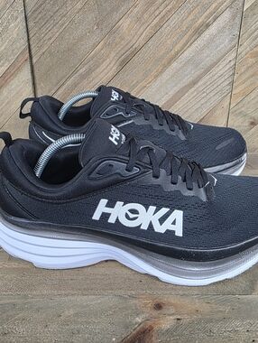 Hoka One One Bondi 8 Womens Athletic Running Shoes Size 11 B Black NO INSOLES